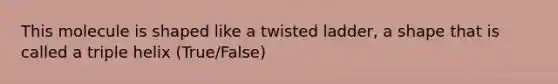 This molecule is shaped like a twisted ladder, a shape that is called a triple helix (True/False)