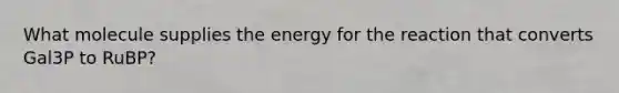 What molecule supplies the energy for the reaction that converts Gal3P to RuBP?