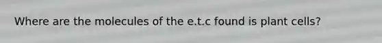 Where are the molecules of the e.t.c found is plant cells?