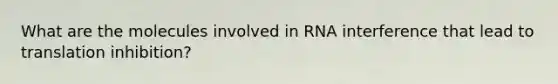 What are the molecules involved in RNA interference that lead to translation inhibition?