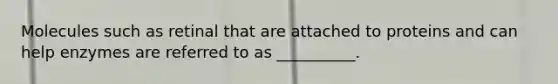 Molecules such as retinal that are attached to proteins and can help enzymes are referred to as __________.