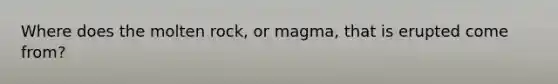 Where does the molten rock, or magma, that is erupted come from?