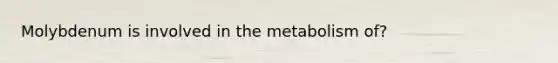 Molybdenum is involved in the metabolism of?