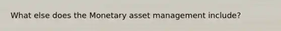 What else does the Monetary asset management include?