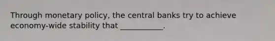 Through monetary policy, the central banks try to achieve economy-wide stability that ___________.
