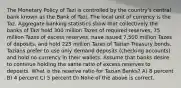 The Monetary Policy of Tazi is controlled by the country's central bank known as the Bank of Tazi. The local unit of currency is the Taz. Aggregate banking statistics show that collectively the banks of Tazi hold 300 million Tazes of required reserves, 75 million Tazes of excess reserves, have issued 7,500 million Tazes of deposits, and hold 225 million Tazes of Tazian Treasury bonds. Tazians prefer to use only demand deposits (checking accounts) and hold no currency in their wallets. Assume that banks desire to continue holding the same ratio of excess reserves to deposits. What is the reserve ratio for Tazian Banks? A) 8 percent B) 4 percent C) 5 percent D) None of the above is correct.