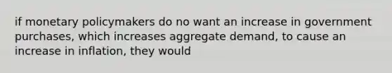 if monetary policymakers do no want an increase in government purchases, which increases aggregate demand, to cause an increase in inflation, they would