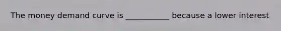 The money demand curve is ___________ because a lower interest