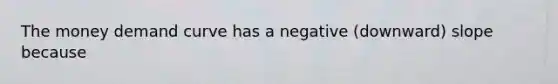 The money demand curve has a negative (downward) slope because