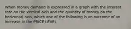 When money demand is expressed in a graph with the interest rate on the vertical axis and the quantity of money on the horizontal axis, which one of the following is an outcome of an increase in the PRICE LEVEL