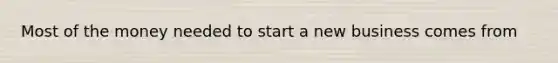 Most of the money needed to start a new business comes from