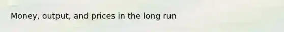 Money, output, and prices in the long run