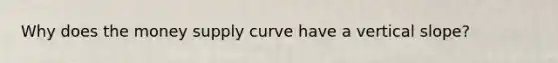 Why does the money supply curve have a vertical slope?