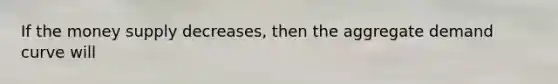 If the money supply decreases, then the aggregate demand curve will