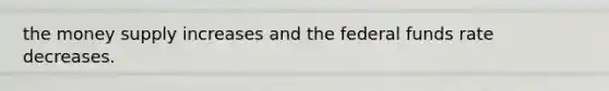 the money supply increases and the federal funds rate decreases.