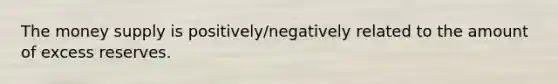 The money supply is positively/negatively related to the amount of excess reserves.