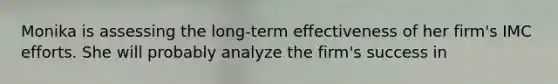 Monika is assessing the long-term effectiveness of her firm's IMC efforts. She will probably analyze the firm's success in