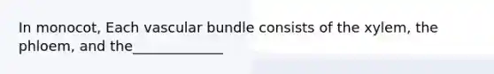 In monocot, Each vascular bundle consists of the xylem, the phloem, and the_____________