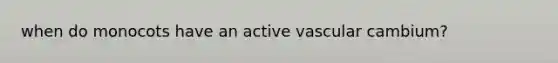 when do monocots have an active vascular cambium?