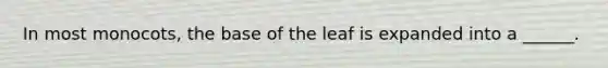 In most monocots, the base of the leaf is expanded into a ______.