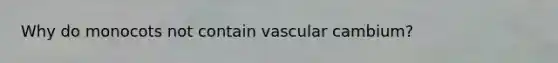 Why do monocots not contain vascular cambium?