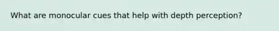 What are monocular cues that help with depth perception?