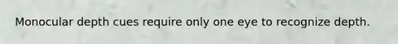 Monocular depth cues require only one eye to recognize depth.