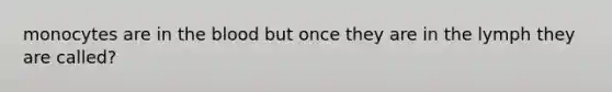 monocytes are in the blood but once they are in the lymph they are called?