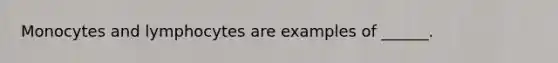 Monocytes and lymphocytes are examples of ______.