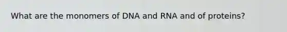 What are the monomers of DNA and RNA and of proteins?