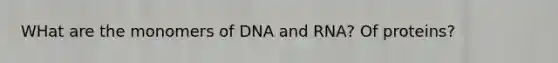 WHat are the monomers of DNA and RNA? Of proteins?