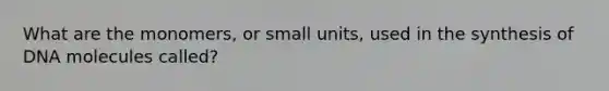 What are the monomers, or small units, used in the synthesis of DNA molecules called?