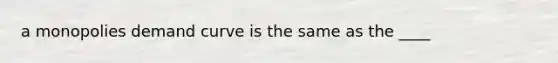 a monopolies demand curve is the same as the ____