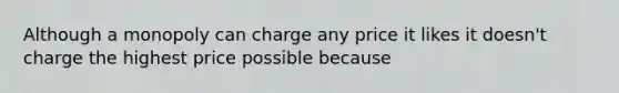 Although a monopoly can charge any price it likes it doesn't charge the highest price possible because