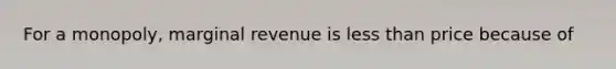 For a monopoly, marginal revenue is less than price because of