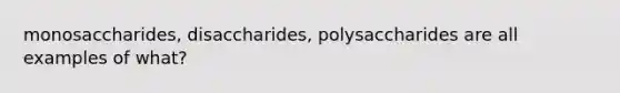 monosaccharides, disaccharides, polysaccharides are all examples of what?