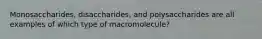 Monosaccharides, disaccharides, and polysaccharides are all examples of which type of macromolecule?