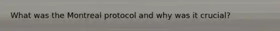 What was the Montreal protocol and why was it crucial?