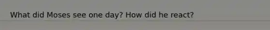 What did Moses see one day? How did he react?