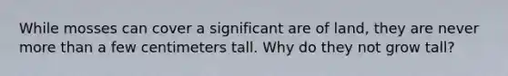 While mosses can cover a significant are of land, they are never more than a few centimeters tall. Why do they not grow tall?