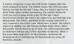 A mother brings her 5-year-old child to the hospital after the child collapses at home. The mother states the child has been having diarrhea for the last 3 days. She has tried to get him to drink fluids. Upon further questioning, the mother states the child has had 12 loose stools a day for the last 3 days. Examination reveals the child to be responsive, but lethargic and dehydrated. The child is admitted to the hospital and mom is very involved in the child's care. While mom is there, the child is improving slightly, but still having multiple loose stools. When the mother had to leave to go to work, the child responded well to treatment without any further episodes of diarrhea. What is the most likely diagnosis? (A) Munchausen syndrome (B) Schizophrenia (C) Malingering (D) Munchausen by proxy (E) Factitious disorder