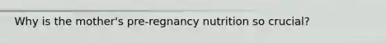Why is the mother's pre-regnancy nutrition so crucial?