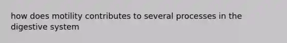 how does motility contributes to several processes in the digestive system