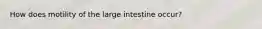 How does motility of the large intestine occur?