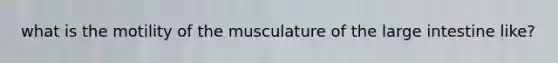 what is the motility of the musculature of the large intestine like?