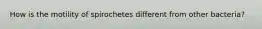 How is the motility of spirochetes different from other bacteria?