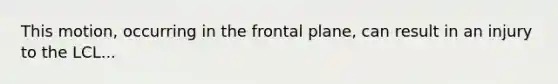 This motion, occurring in the frontal plane, can result in an injury to the LCL...