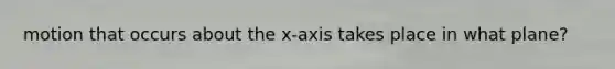 motion that occurs about the x-axis takes place in what plane?