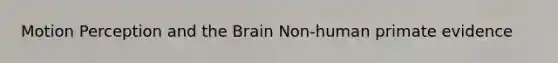 Motion Perception and the Brain Non-human primate evidence