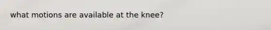 what motions are available at the knee?